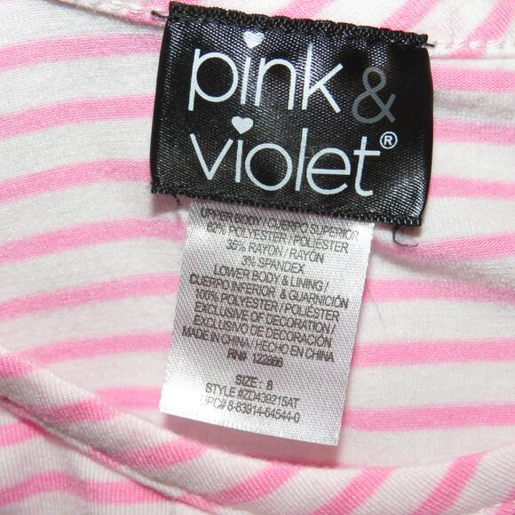 Pink & Violet Striped Sequin Heart Tulle Layered Girls Dress - Picture 5 of 6